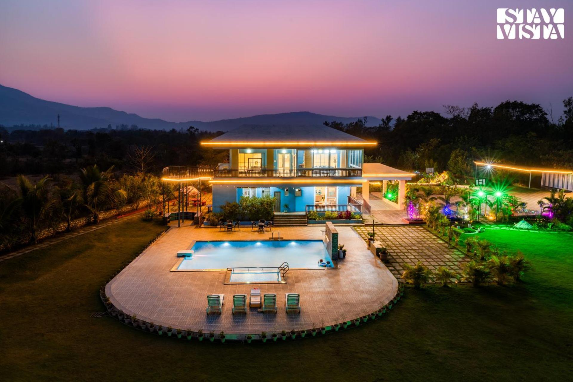 Stayvista'S Hillside Meadows - Mountainside Retreat With Farm View, Pool & Deck, Lawn & Gazebo Chinchavli Exteriér fotografie
